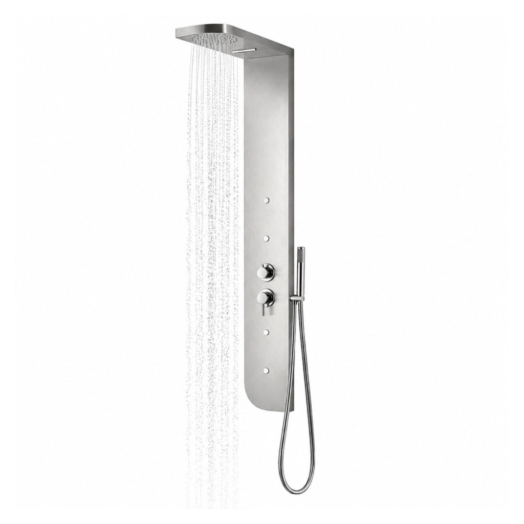 Colonna doccia acciaio inox 4 funzioni getto a cascata 4 bocchette idro lombari l20xp50xh150 005 *** finitura- spazzo...