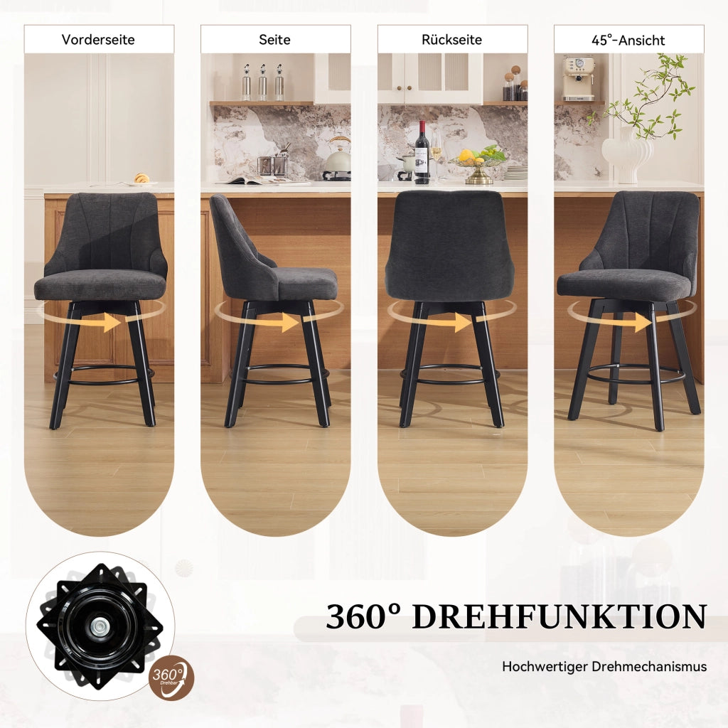 SGABELLO BAR Girevole 53 x 53,5 x 94,5 cm Chenille Grigio