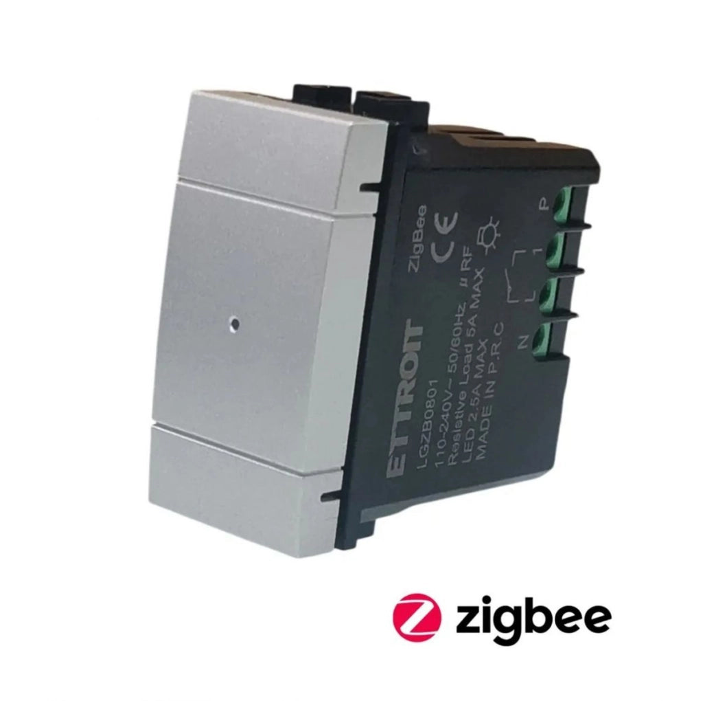 Interruttore Smart Connesso ZigBee Grigo Silver Tech Compatibile con Bticino Living LGZB0801
