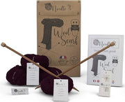 Kit di iniziazione per la tessitura completo con lana e aghi - Per creare la tua sciarpa - Idea Regalo (Rosso Bordeaux)