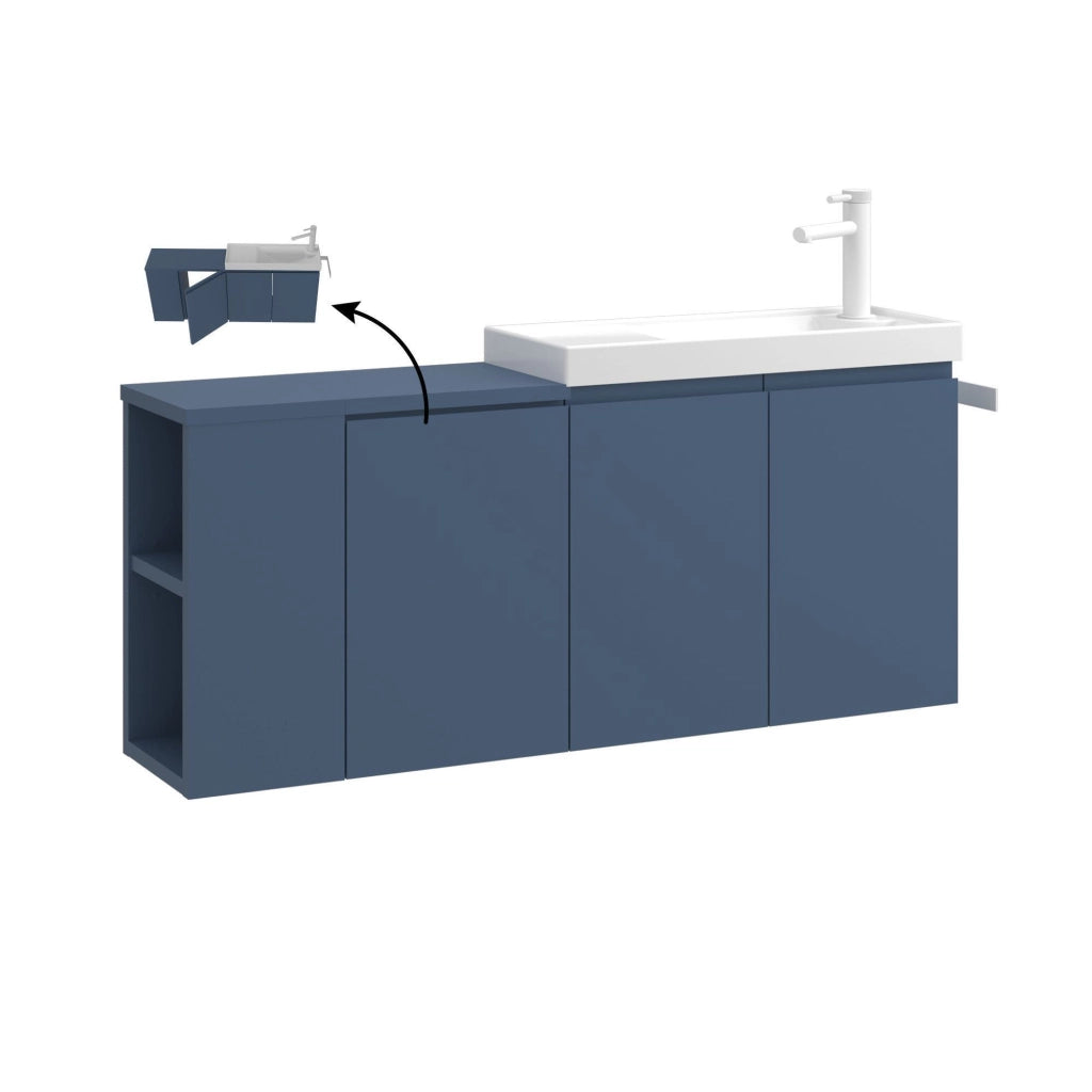 Mobile lavabo "Ferla 110" - 110 x 22 x 45 cm - Blu petrolio