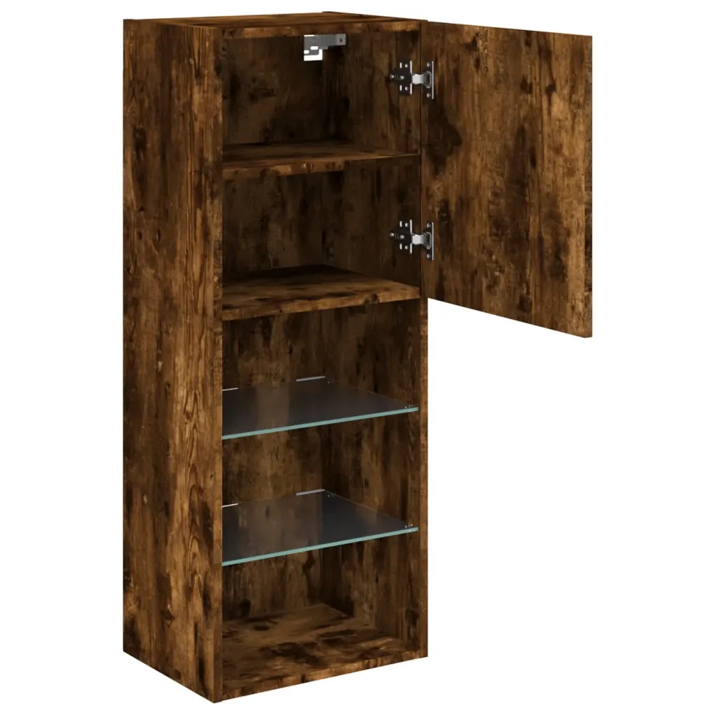 Mobile TV con Luci LED-Credenza TV-Console TV Rovere Fumo 40,5x30x102 cm