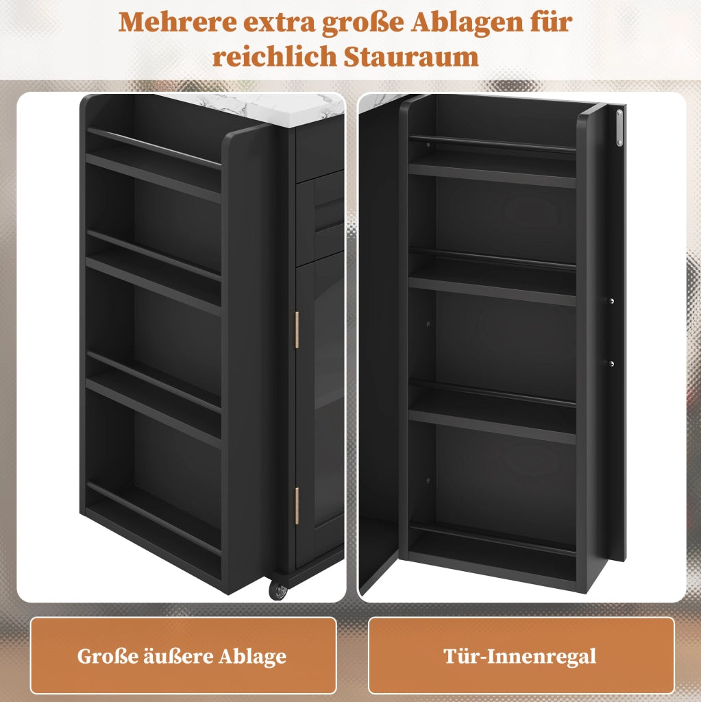 Isola cucina con piano ribaltabile 138x70x90 cm in MDF nero