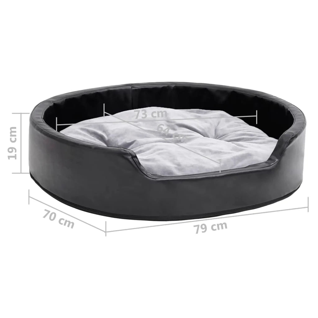 Cuccia per cani 79 x 70 x 19 cm in peluche e similpelle nera 02_0043227