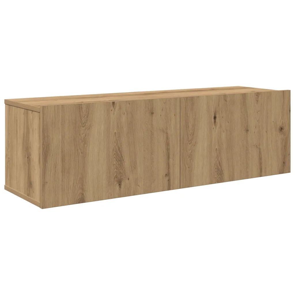 Set Mobile TV 4 pz Montato a Parete Rovere in Legno Multistrato 3329218