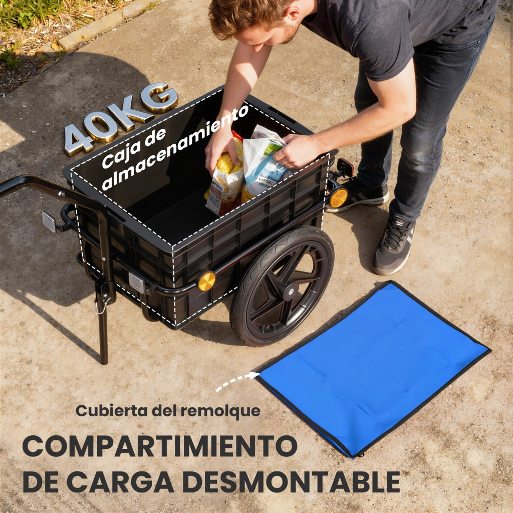 Rimorchio Bicicletta ¨C zephmum ¨C Blu Acciaio Oxford 144x59x80 cm