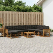 Set di divani da esterno 9 pcs Naturale e Nero