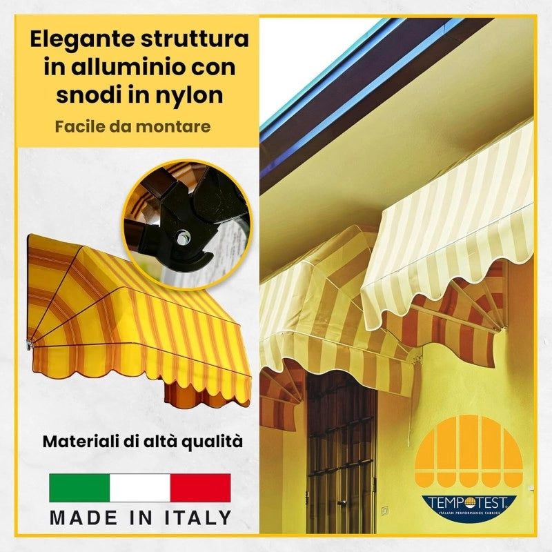Tenda Sole Cappottina 4 Raggi, Tessuto Tempotest Parà Grigio 79, Larghezza 3 x Sporgenza 0,80, UV-Resistente, Impermeabile - Giardino, Balcone