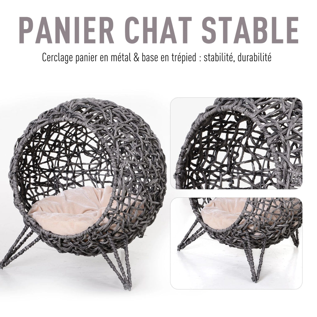 Letto per gatti rialzato con cuscino ¨C zephmum ¨C grigio 52x58 cm