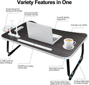 Tavolo da letto - Tavolo pieghevole per laptop - tavolo per letto, tavolo per laptop o lettura/colazione, 40D x 60L x 26H centimetri