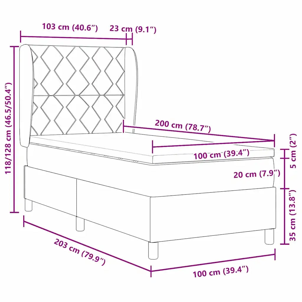 Letto a molle con materasso Verde Scuro 200 x 100 cm Velluto 3340973