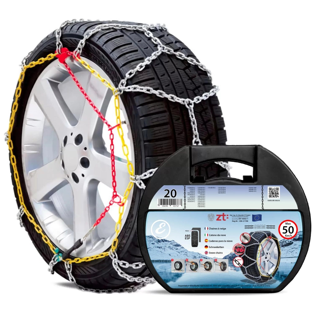 Catene Da Neve In Metallo 9 mm Omologate TUV e GS Onorm Montaggio Rapido Per Auto Macchina Furgone SUV Con Tensionatore Autobloccante Misura: Misura 80