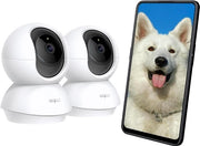 Casa sicura - Telecamera di sorveglianza 360° per interni 1080p visione notturna rilevamento movimento due vie audio compatibile con Alexa e Google Assistant per bambini e animali domestici 2 pezzi C200