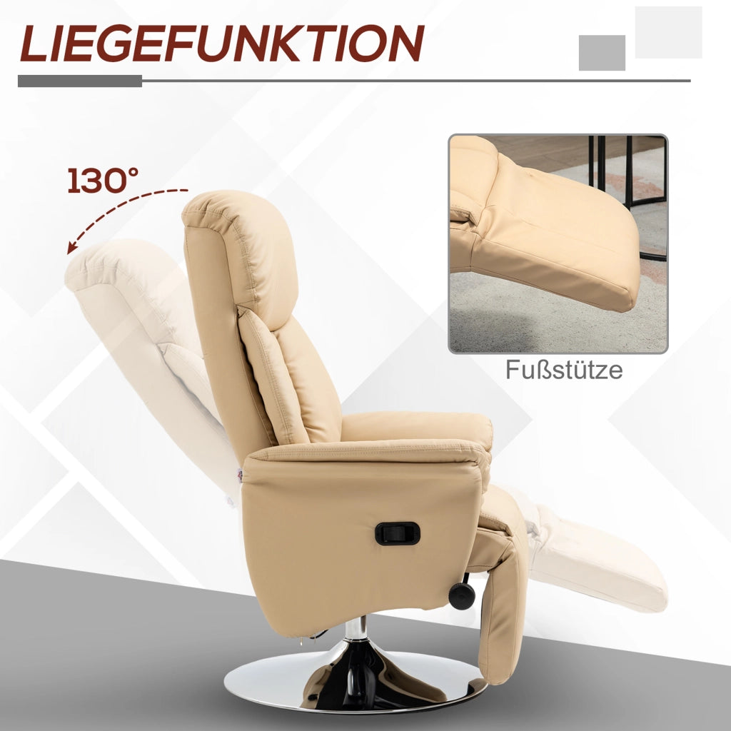 Poltrona Relax Massaggiante Reclinabile ¨C Zephmum ¨C Beige Similpelle 78x80x109