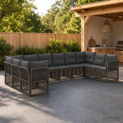 Set Divano da Giardino 10 pz Grigio polyrattan 3434345
