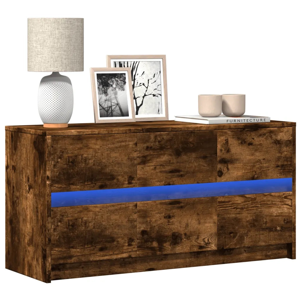 vidaXL Mobile Porta TV con LED Rovere Fumo 100x34x50 cm in Truciolato