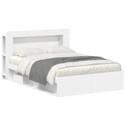 Letto matrimoniale | Letto per adulti | Telaio del letto con storage con testiera Bianco 140 x 200 cm