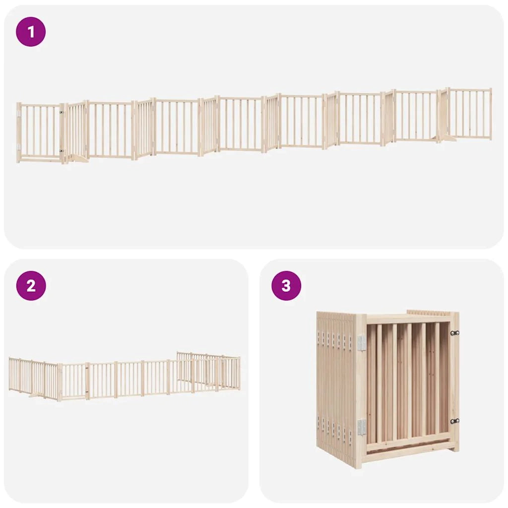 Cancelletto di sicurezza per animali domestici porta pieghevole 15 pannelli legno di pioppo marrone 02_0023206
