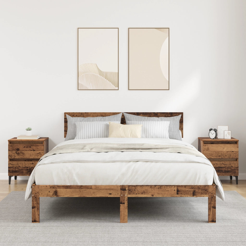 Comodini 2 pz Legno Vecchio 40x35x50 cm Legno ingegnerizzato