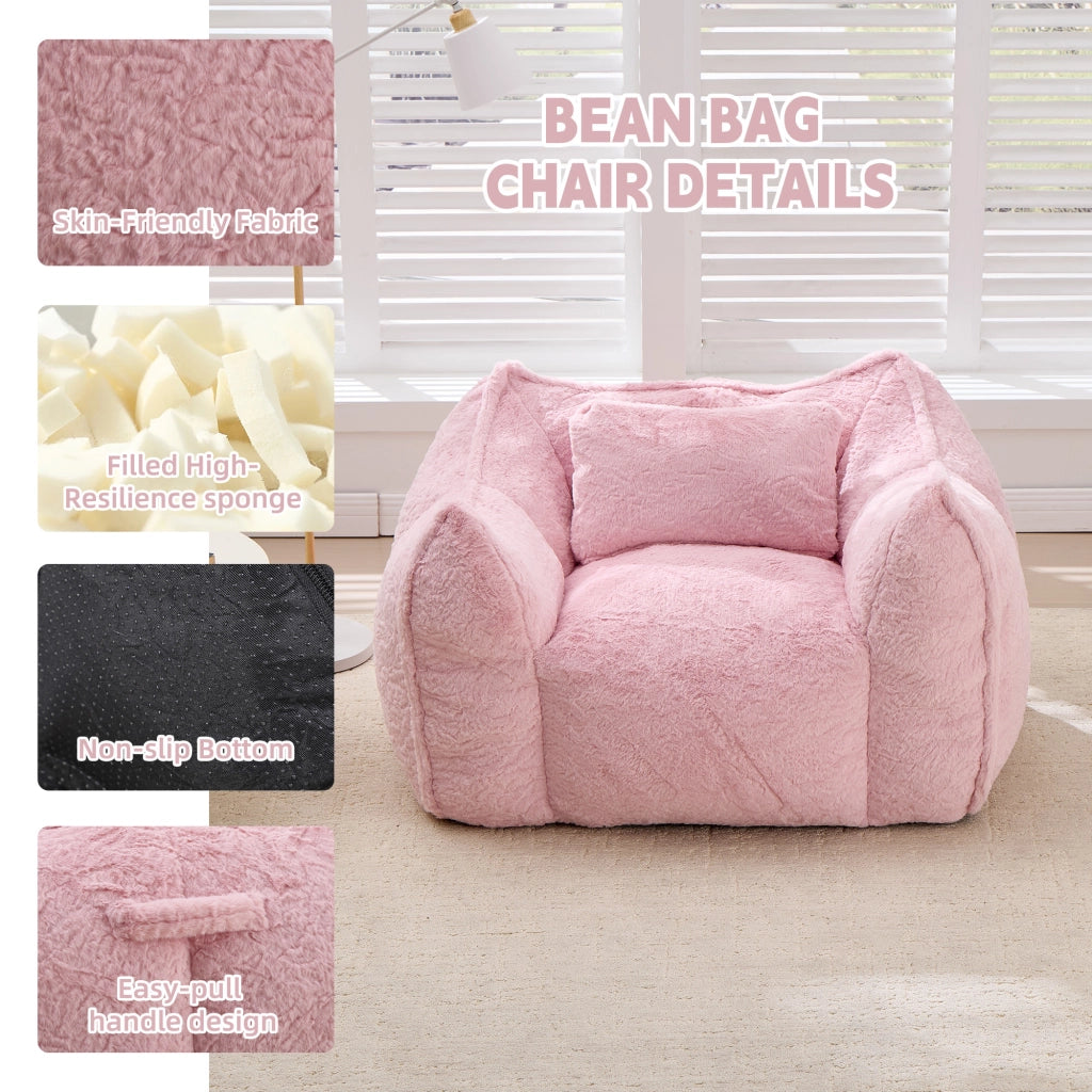 Poltrona Sacco Gigante ¨C Xylo ¨C Pelliccia Sintetica Rosa con Cuscino