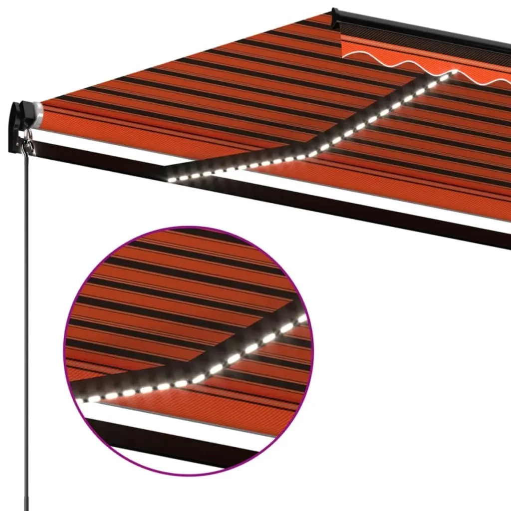 Tenda da Sole Retrattile Manuale LED 400x300 cm Arancio Marrone