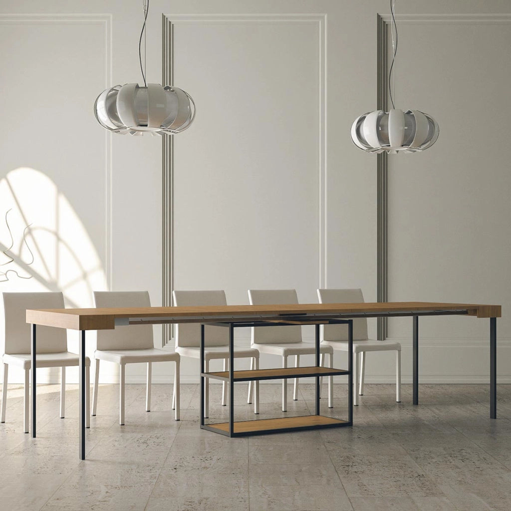 Consolle Allungabile in Legno e Ferro H77x40x90/300cm Plano Quercia Classica