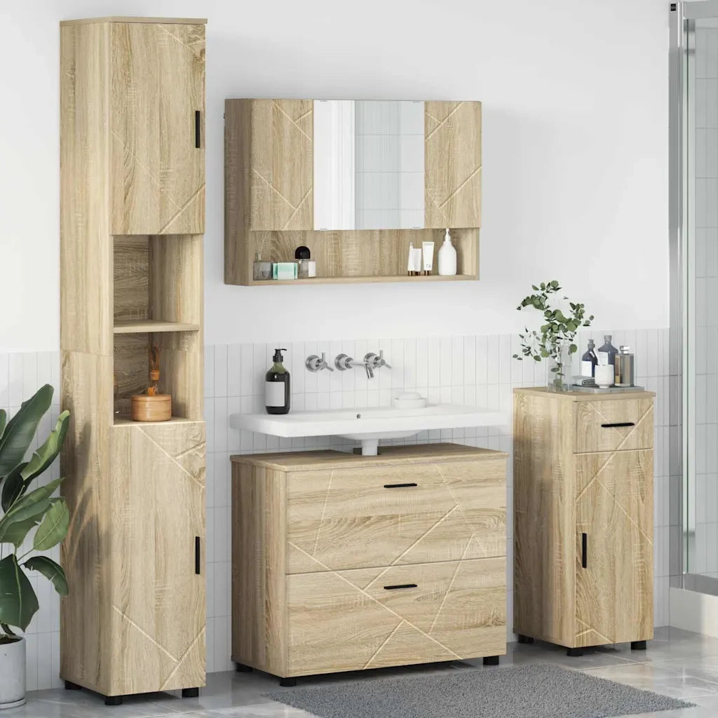 Set di mobili per il bagno con cassetto 4 pcs Rovere Sonoma 3393055