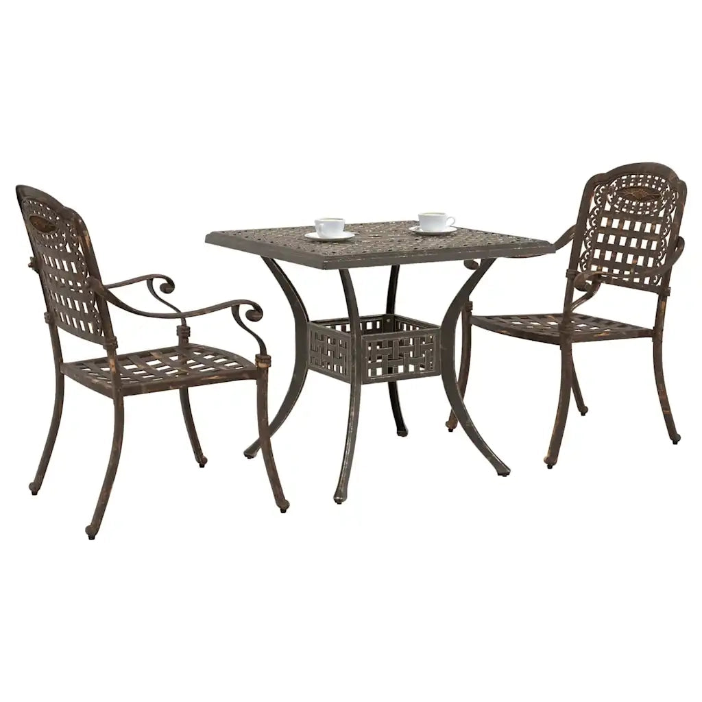 Set di Tavolo da Giardino 3 pcs Bronzo Alluminio pressofuso 3334724