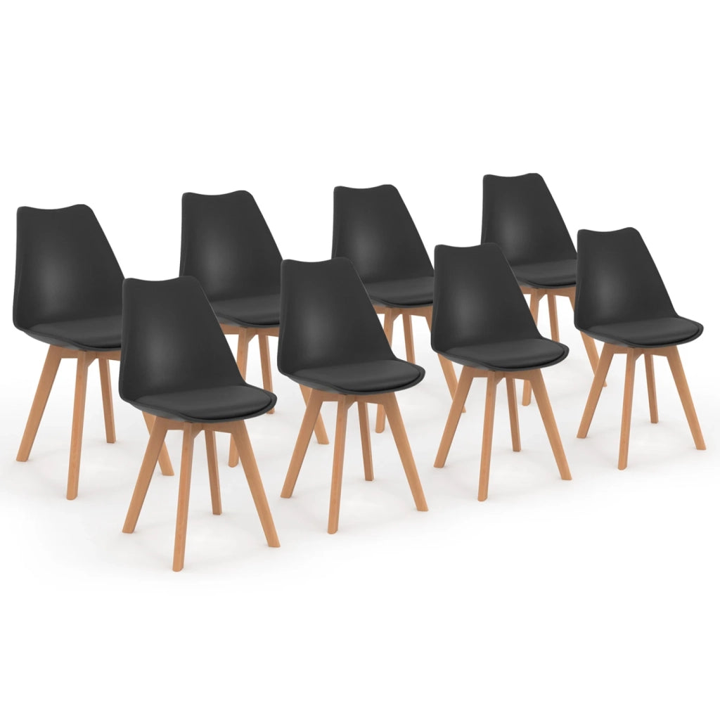 IDMarket - Set di 8 sedie da pranzo scandinave nere SARA
