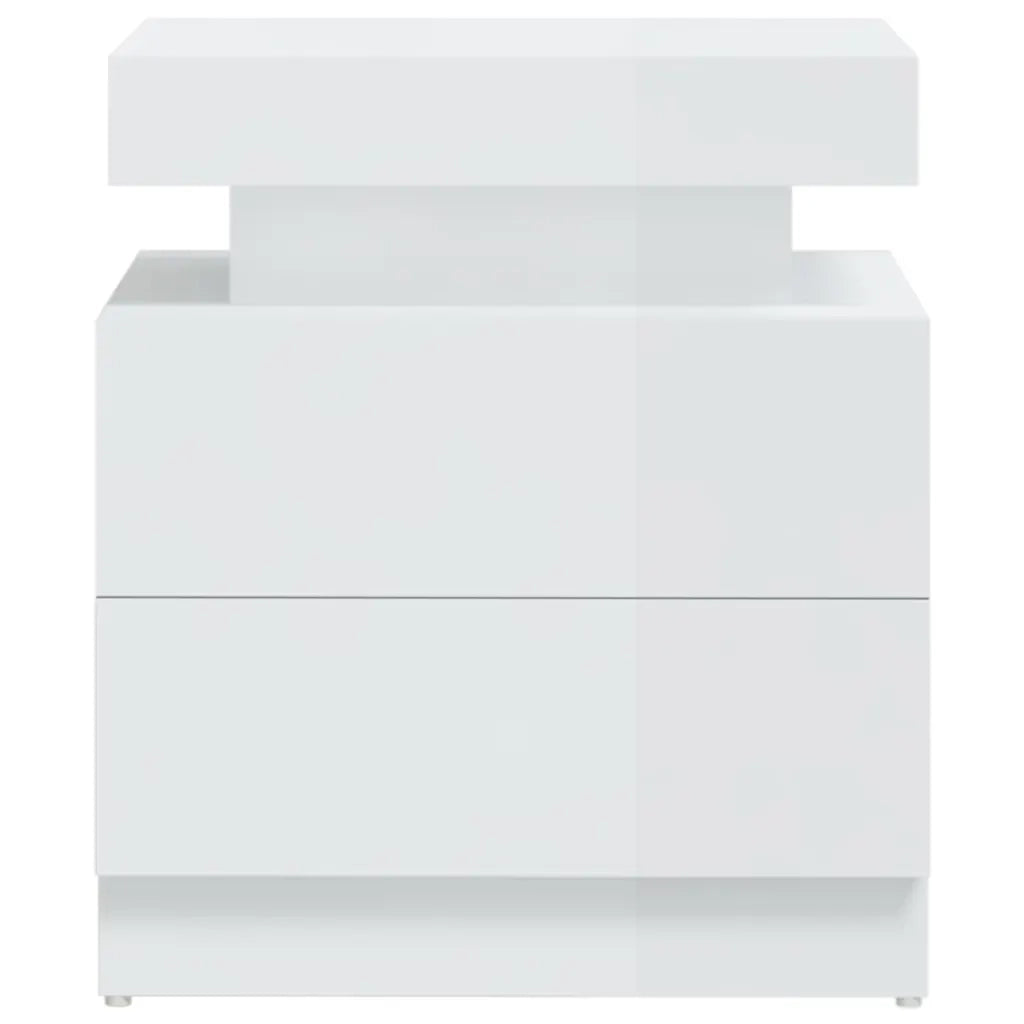 Comodino Bianco Lucido 45x35x52 cm in Legno Multistrato 326855