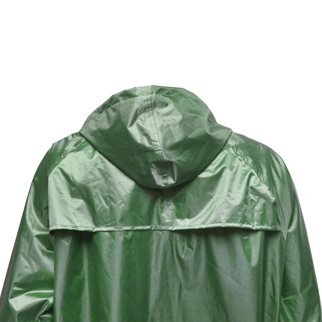 Completo impermeabile taglia M con cappuccio e pantaloni in poliestere e PVC, verde Breckner Germany