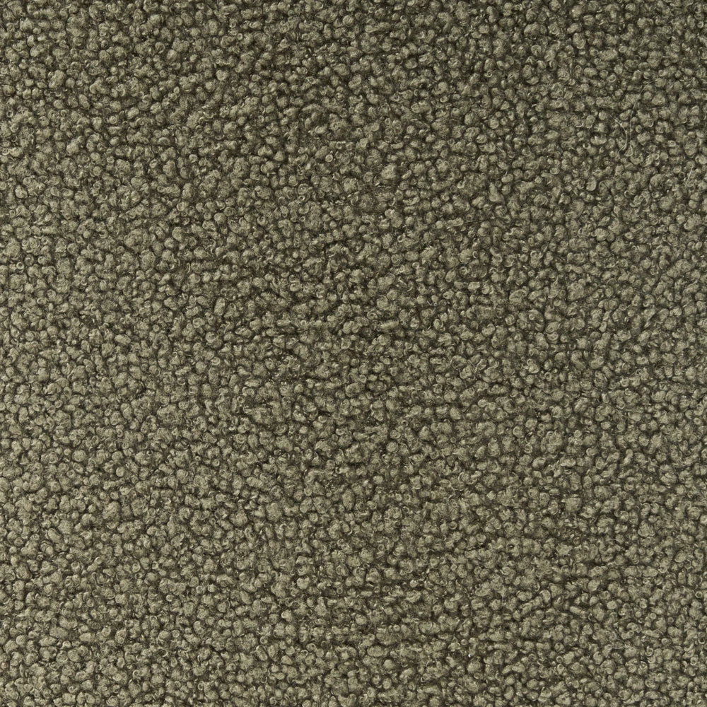 Poltrona verde e marrone scuro con rivestimento in bouclé design retrò gambe in legno per soggiorno