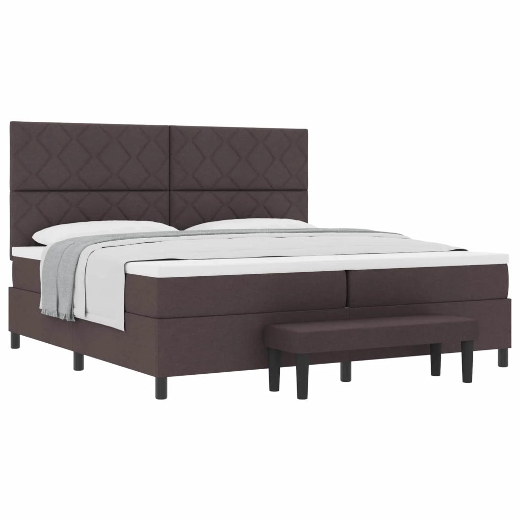 Letto a molle con materasso Marrone Scuro 200 x 200 cm Tessuto