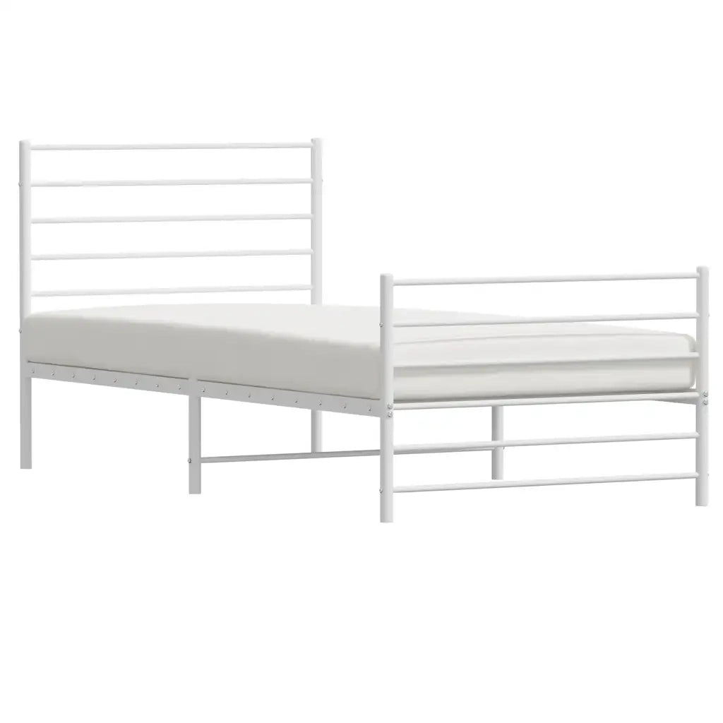Giroletto con Testiera e Pediera-Struttura Letto Metallo Bianco 90x190 cm 545097