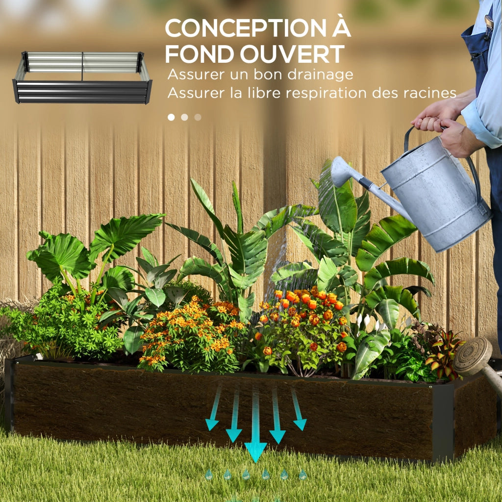 Vaso da giardino rettangolare in acciaio ¨C zephmum ¨C nero 100x50x30