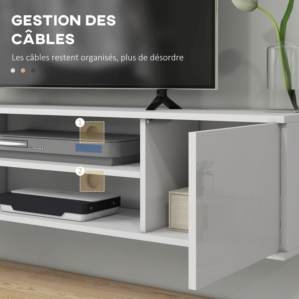 Mobile TV Muro Sospeso Contemporaneo ¨C Zephmum ¨C Bianco 140x30x30