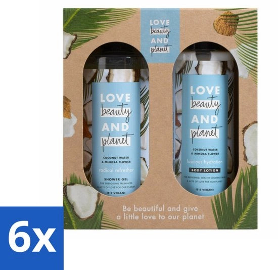 6 x Doppio Kit Detersivo e Balsamo - Acqua di Coco e Fiore di Mimosa - Regalo - Acqua di Coco - Fiore di Mimosa - Cura Vegan - Cosmetica Sostenibile - Ingredienti Biologici