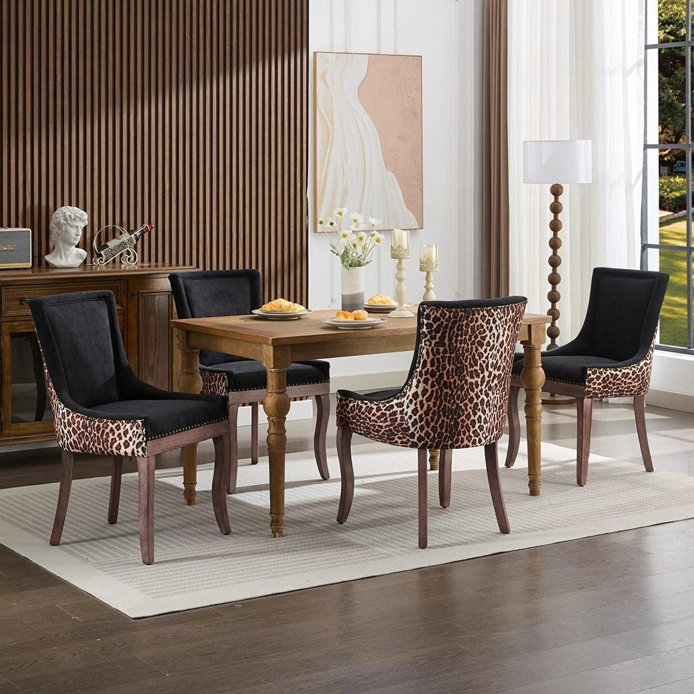 Set 2 sedie Ultra Side - Xylo - tessuto stampa leopardo gambe legno