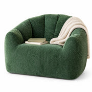 Poltrona pouf rotonda con supporto ergonomico e seduta avvolgente per relax da interno in flanella - verde