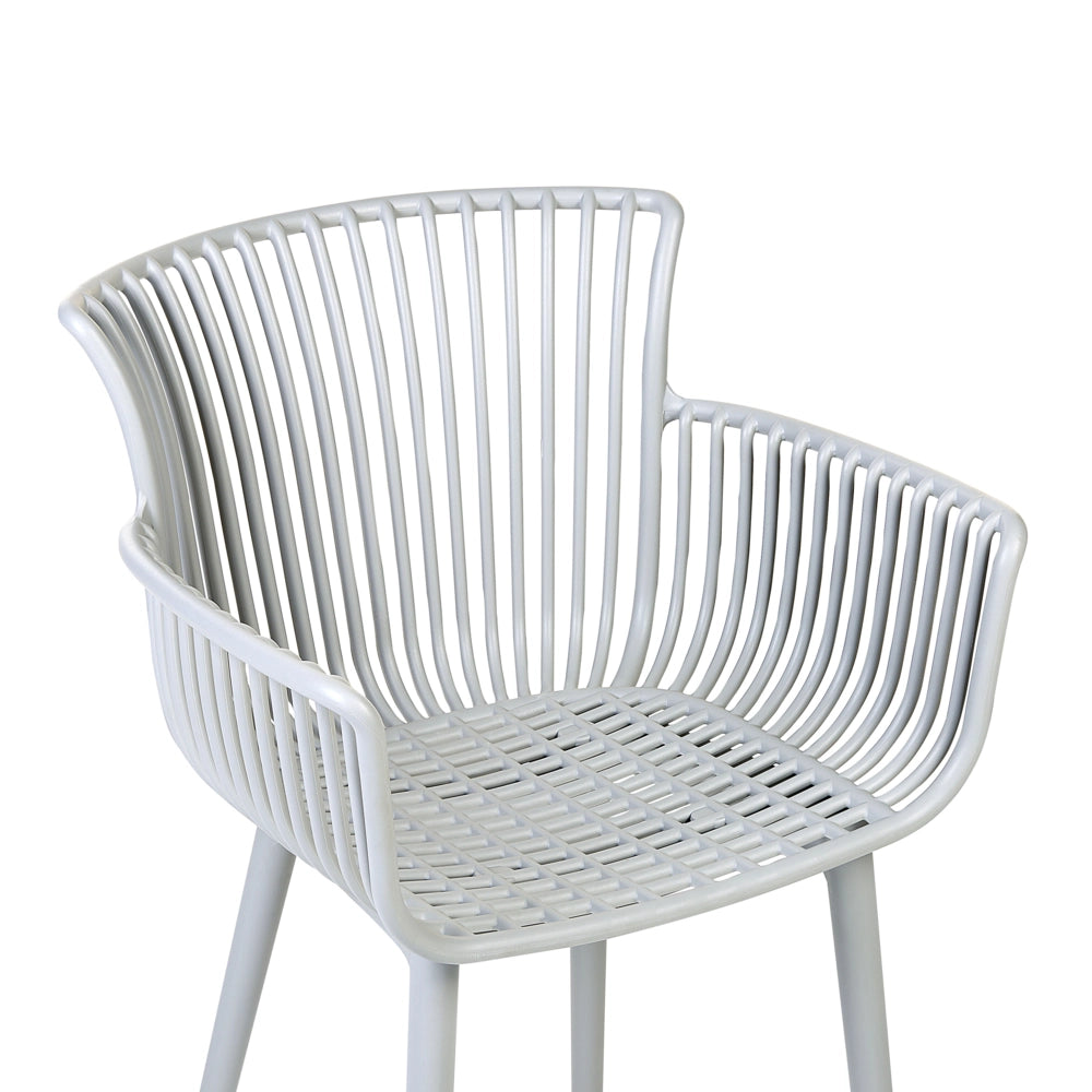 Set di 4 sedie da pranzo in plastica grigio per interni ed esterni da giardino con braccioli in stile minimalista