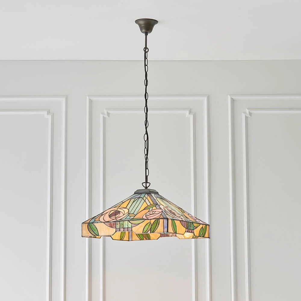 Lampada a sospensione in vetro Tiffany WILLOW rose 3xE27