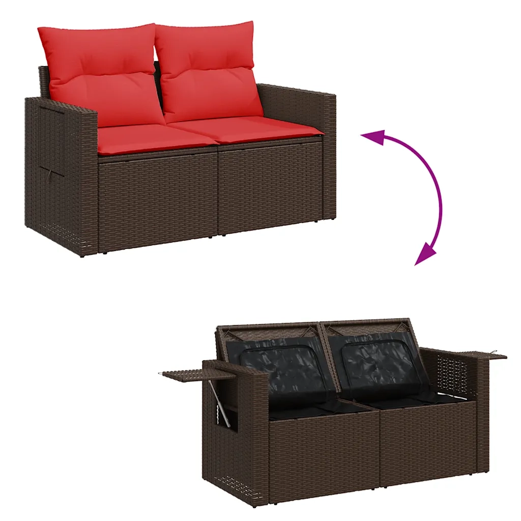 Set Divano da Giardino 6pz con Cuscini Marrone Polyrattan Acacia 3326465