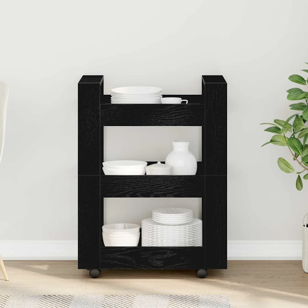 Carrello da Cucina Rovere Nero 60 x 45 x 80 cm CFW7048768