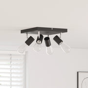 Faretto da soffitto 4 vie regolabili nero E27