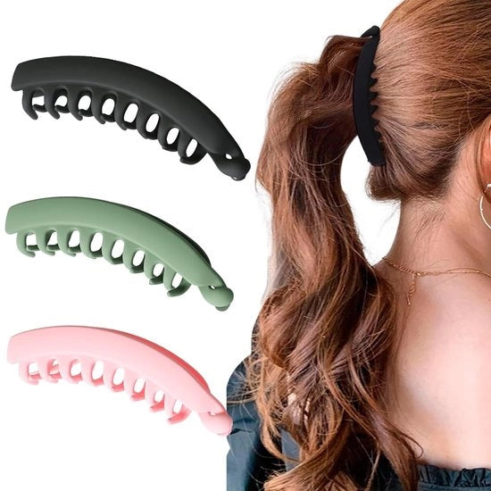 Clip per capelli antiscivolo - grandi clip per capelli - paio per capelli/toupée - per donne/ragazze - materiale riciclato - facile da utilizzare - clip per capelli a forma di banana