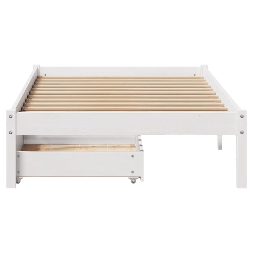Giroletto senza Materasso Bianco 100x200 cm Legno Massello Pino 3301433