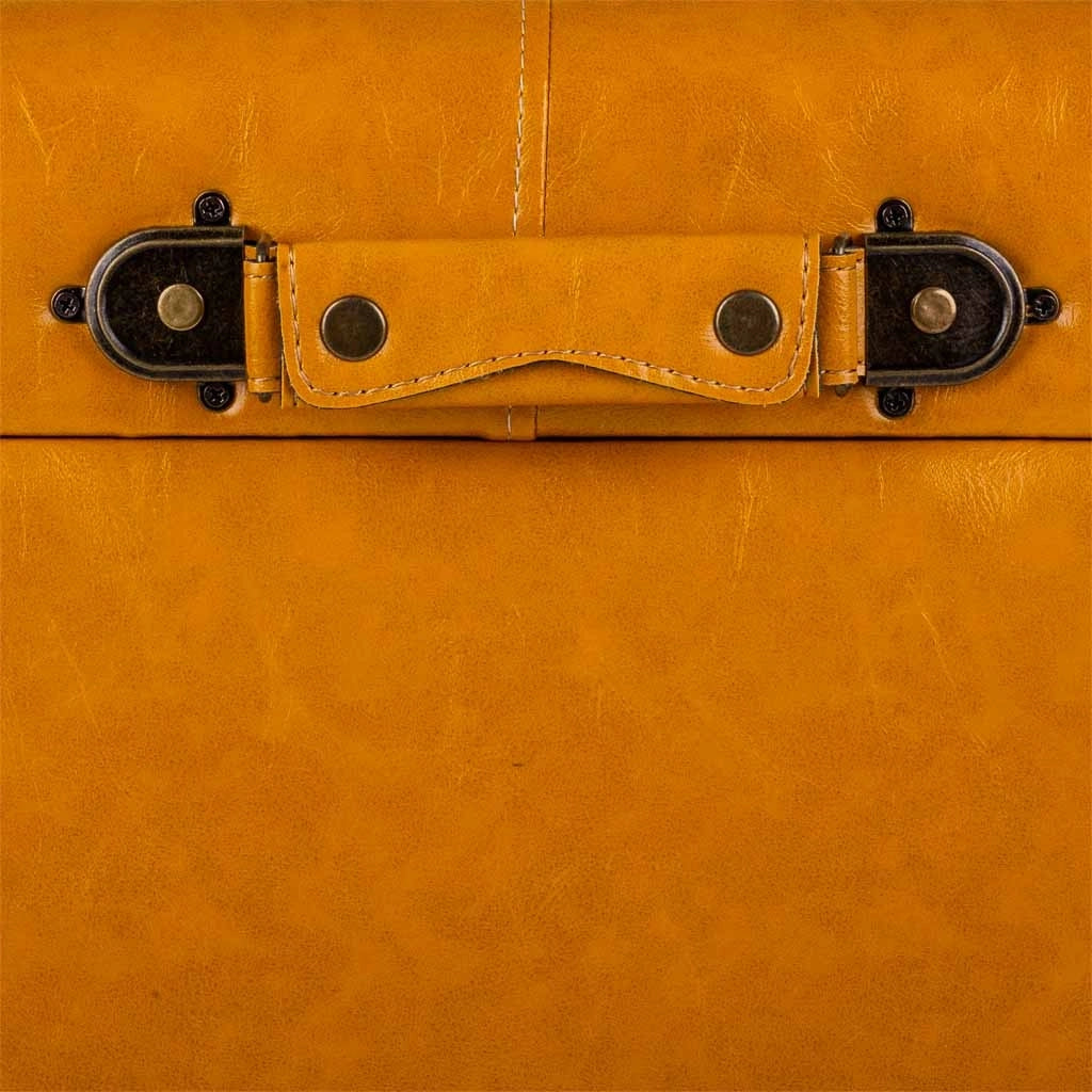 Sgabello con cassetti in similpelle arancione 38x38x35h