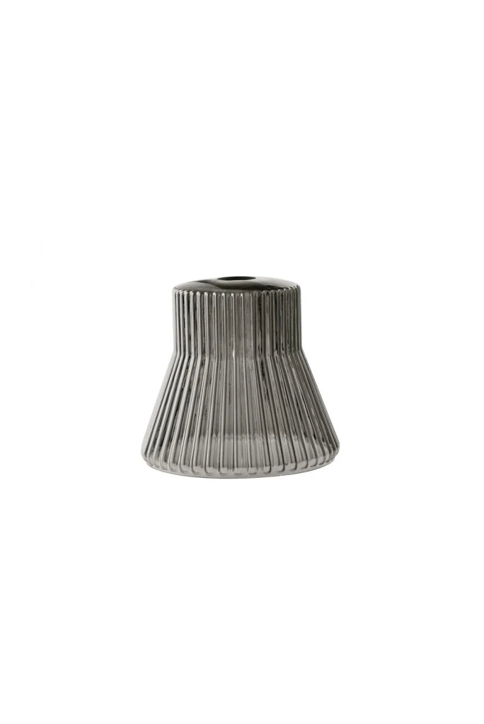 Vetro soffiato millerighe specchiato fumé attacco E27  per collezione Head d.22cm