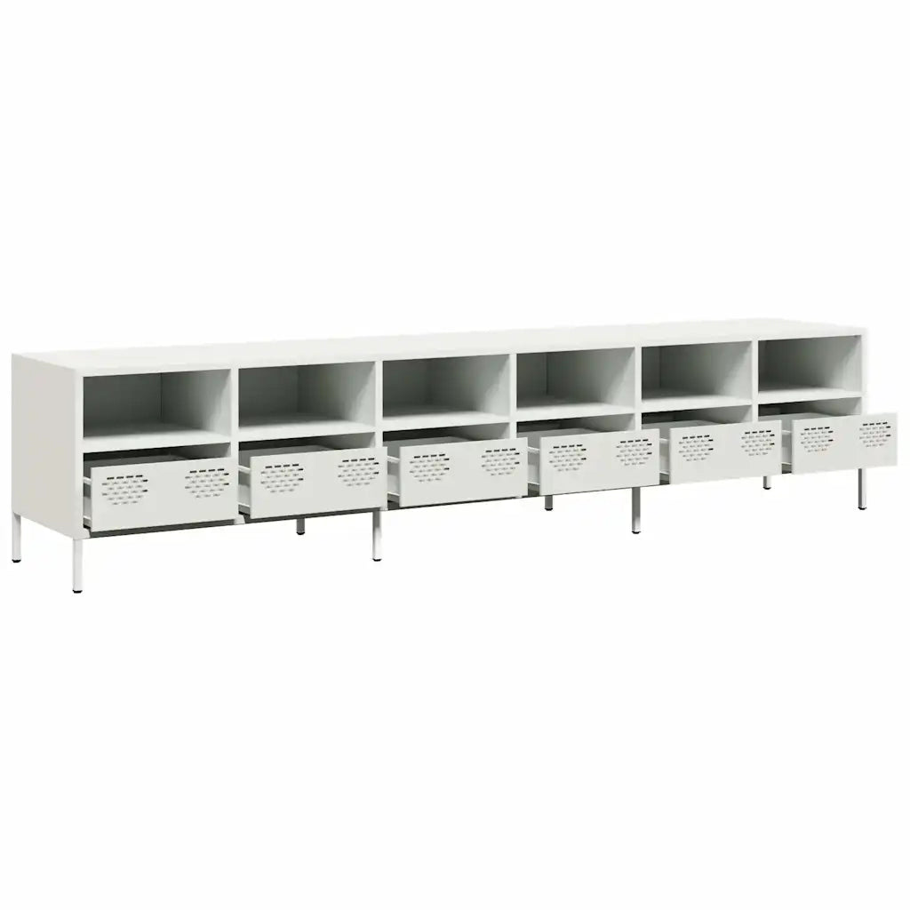 Mobile TV Bianco 202x39x43,5 cm in Acciaio Laminato a Freddo 3307160