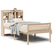 Letto singolo | Letto per adulti | Giroletto con Libreria senza Materasso 75x190 cm in Legno Pino